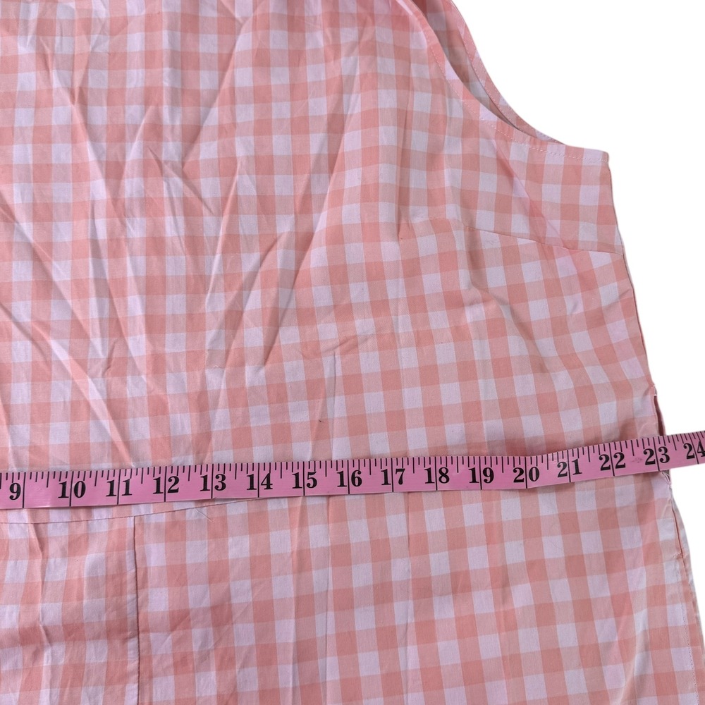 Bando Gingham Jumpsuit Wide Leg Belted Pink White Cotton Size 2X - Picture 10 of 12